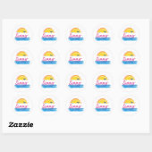 Sticker Rond Illustration Sunset Summer Beach (Feuille)