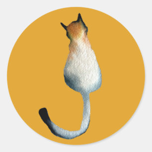 Sticker Rond Illustration Tabby noir et brun