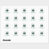 Sticker Rond Illustration turquoise-vert et noir Aloe Vera (Feuille)