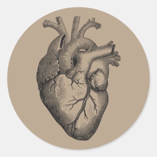 Sticker Rond Illustration vintage du coeur (Devant)