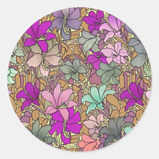 Sticker Rond Illustration vintage du modèle floral (Devant)