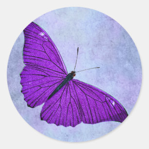 Sticker Rond Illustration vintage du papillon pourpre foncé des