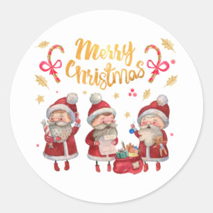 Sticker Rond Illustration vintage du Père Noël pour un joyeux N