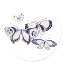 Illustration vintage, Papillons bleus