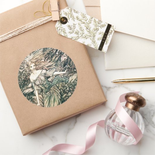 Sticker Rond Illustration vintage par Arthur Rackham Undine (Cadeaux)