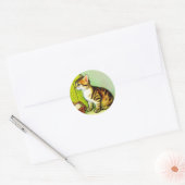 Sticker Rond Illustration vintage Tabby Cat (Enveloppe)