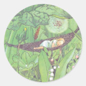 Sticker Rond Illustration vintage Thumbelina par Elsa Beskow (Devant)