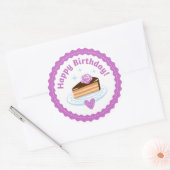 Sticker Rond Illustration violet clair Joyeux gâteau d'annivers (Enveloppe)
