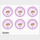Sticker Rond Illustration violet clair Joyeux gâteau d'annivers (Feuille)