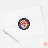 Sticker Rond Illustration Watercolor Fox (Enveloppe)