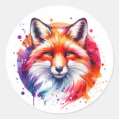 Sticker Rond Illustration Watercolor Fox (Devant)