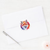 Sticker Rond Illustration Watercolor Fox (Enveloppe)
