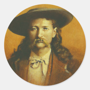 Sticker Rond Illustration Wild Bill Hickok