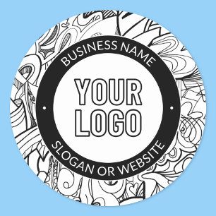 Sticker Rond Illustrations de ligne moderne et votre logo avec