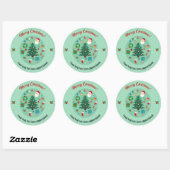 Sticker Rond Illustrations de Noël Fête de fin d'année (Feuille)