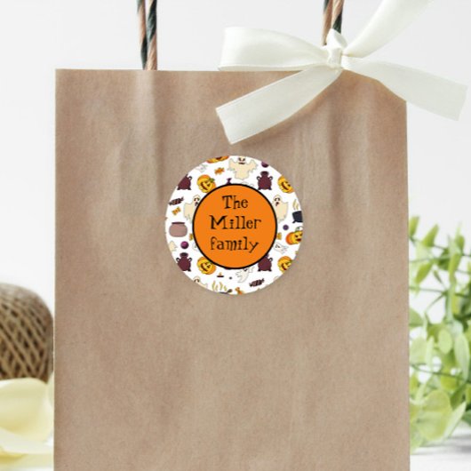 Sticker Rond Illustrations d'Halloween amusantes Monogramme per