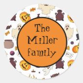 Sticker Rond Illustrations d'Halloween amusantes Monogramme per (Devant)