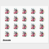 Sticker Rond Illustrations vintages des botaniques Hollyhocks (Feuille)