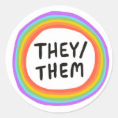 Sticker Rond ILS / EUX Prononononouns Rainbow Handlettering Ens (Devant)