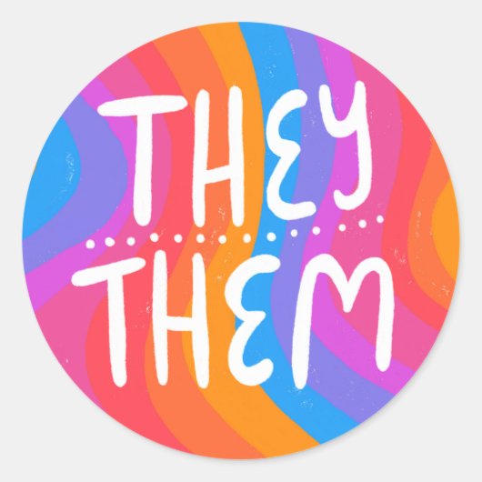 Sticker Rond ILS/EUX Pronononounes Rainbow Handlettering Feuill (Devant)