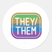 Sticker Rond ILS/EUX Pronoun Rainbow Circle Pride (Devant)