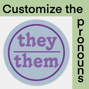 Sticker Rond Ils les pronom   bleu et violet