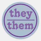 Sticker Rond Ils les pronom | bleu et violet (Devant)