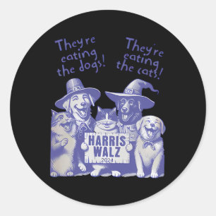 Sticker Rond Ils mangent des chiens ! Ils Mangent Des Chats ! V