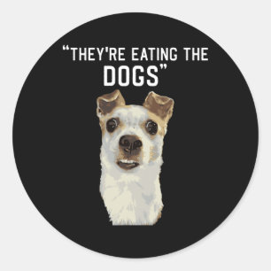 Sticker Rond Ils mangent les chiens les chats les animaux de co