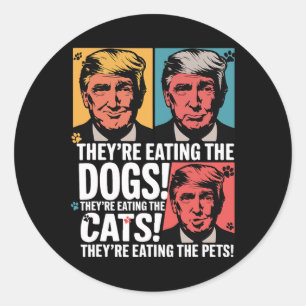 Sticker Rond Ils mangent les chiens Trump contre Kamala 2024 El