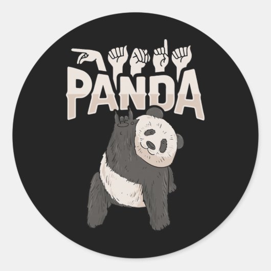 Sticker Rond ILY Panda ASL Geste MAIN Sourde Perte d'audition C (Devant)