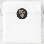 Sticker Rond ILY Sloth ASL Gesture mains sourdes Perte d'auditi (Sac)