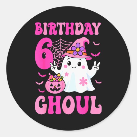 Sticker Rond I'm 6 Years Old Girls Cute Ghost It's My 6th Birth (Devant)