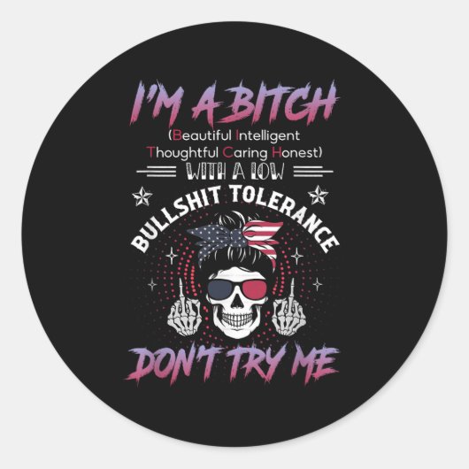 Sticker Rond I'm A Beautiful Intelligent Thoughtful Caring Hone (Devant)