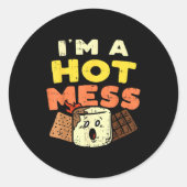Sticker Rond Im A Hot Mess Marshmallow Smores Summer Campfire C (Devant)