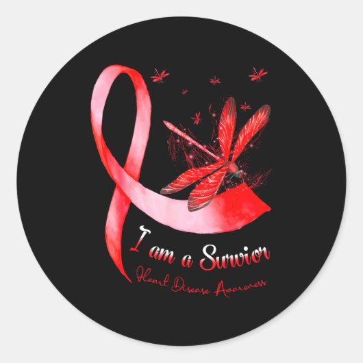 Sticker Rond I'm A Survivor Heart Disease Awareness Month Red R (Devant)
