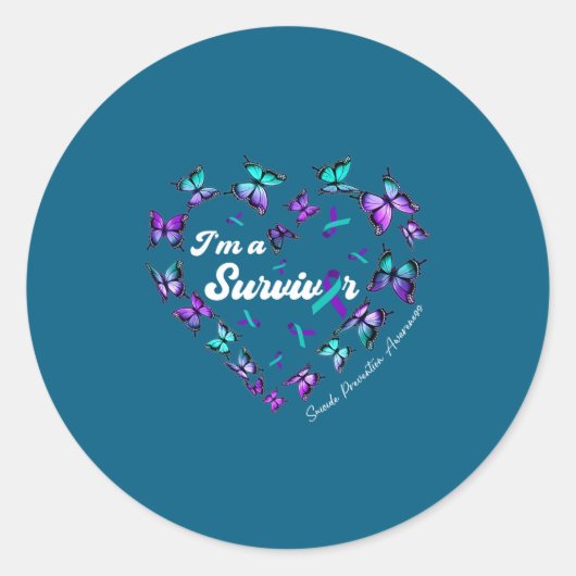 Sticker Rond I'm A Survivor Suicide Prevention Awareness Butter (Devant)