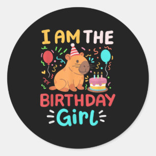 Sticker Rond Im Anniversaire fille mignonne Capybara Anniversai