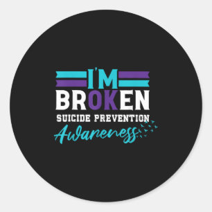 Sticker Rond Im Broken Prévention Suicide Sensibilisation Turqu