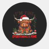 Sticker Rond I'm Fine Everything Is Fine Funny Christmas Highla (Devant)