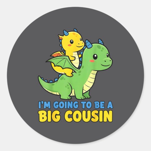 Sticker Rond I'm Going To Be A Big Cousin Baby Reveal 2026 Drag (Devant)