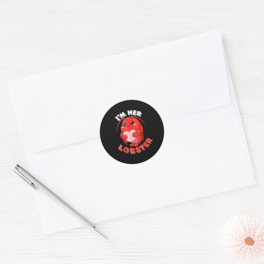 Sticker Rond I'm Her Lobster Matching Couple Valentine's Day Wo (Enveloppe)
