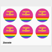 Sticker Rond I'm Here and I'm Queer LGBT Rainbow Flag (Feuille)