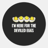 Sticker Rond Im Here For The Deviled Eggs, Funny Thanksgiving D (Devant)