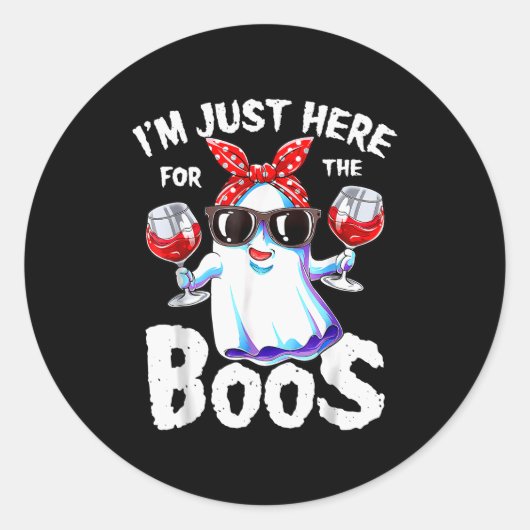 Sticker Rond I'm Just Here For The Boos Halloween Women Ghost C (Devant)