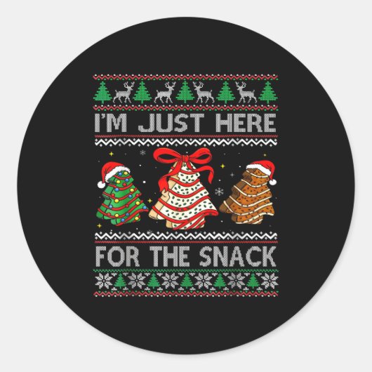 Sticker Rond I'm Just Here For The Snack Christmas Cakes Debbie (Devant)