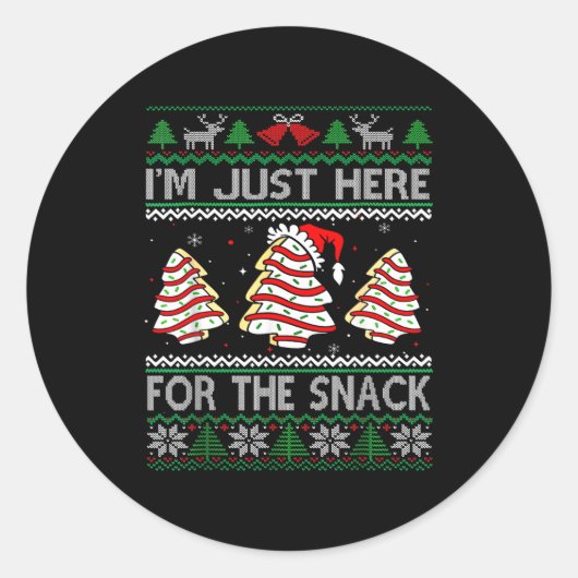 Sticker Rond I'm Just Here For The Snack Christmas Cakes Debbie (Devant)