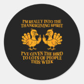 Sticker Rond I'm Really Into The Thanksgiving Srit I've Given T (Devant)