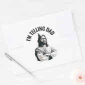 Sticker Rond I'm Telling Dad - Funny Jesus Meme (Enveloppe)