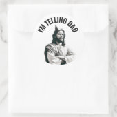 Sticker Rond I'm Telling Dad - Funny Jesus Meme (Sac)